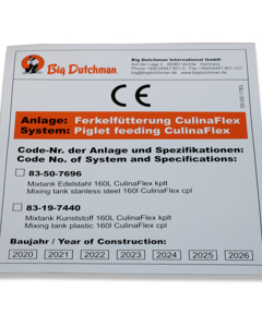 Typenschild D/GB: Ferkelfütterung CulinaFlex